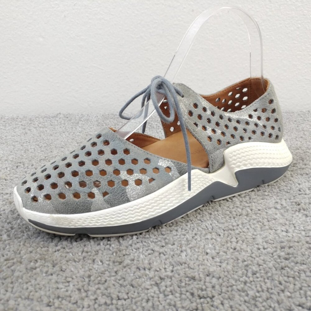 Stylish Gray Leather Women's Sandals - Picture 2 of 10